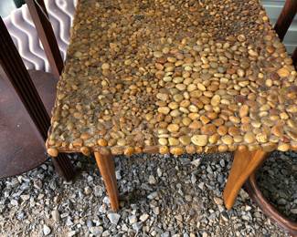 Pebble coated end table