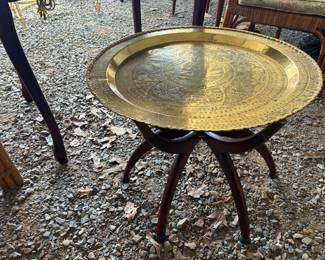 Incredible antique MCM brass top coffee table