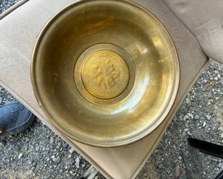 Antique chinoiserie brass bowl