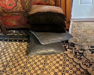 Cheetah velvet and blue velvet pillows