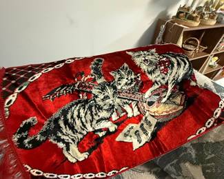 Vintage Velvet Cat Tapestry Runner