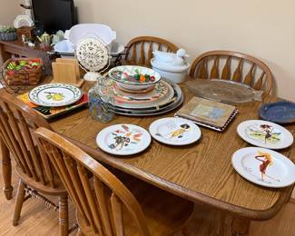 Assorted Decorative Plates with Fashionable Women and Vegetable Themes