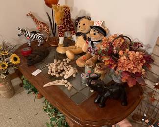 Vintage Wooden Coffee Table with Glass Insets
