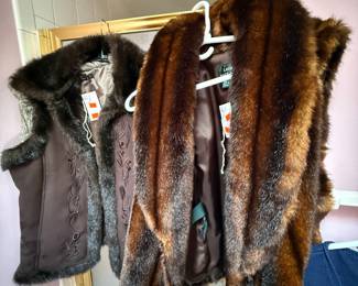 Ralph Lauren Faux Fur Vest and Embroidered Faux Suede Vest
