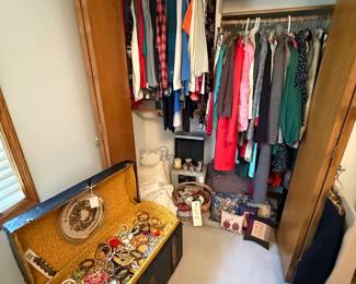 Assorted Costume Jewelry Collection in Vintage Trunk
