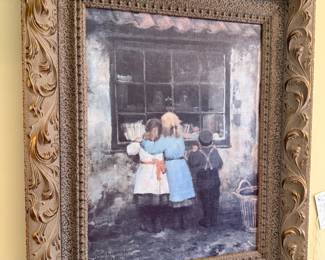Victorian Oil Painting "The Village Shop" by Robert G. Hutchison