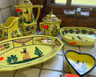 HB Quimper "Soleil Yellow" Hand-Painted Ceramic Set