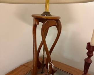 Adrian Pearsall Style Walnut Sculptural Table Lamp