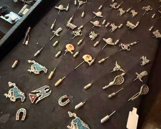 Assorted Sterling Silver Western/Southwestern Themed Pins and Earrings with Turquoise