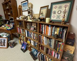 Wooden Bookshelf with Assorted Books