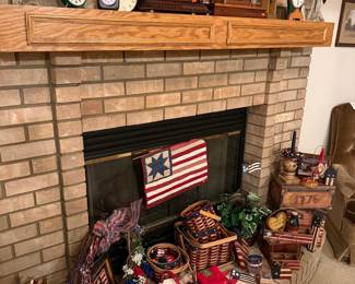 Assorted Patriotic Home Decor - Clocks, Baskets, and Seasonal Items