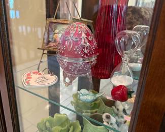 Wallace Red Enamel Silver Plated Musical Egg Trinket Box