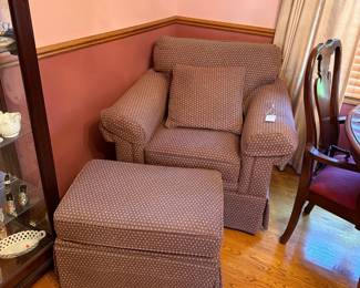 Upholstered Armchair and Ottoman Set