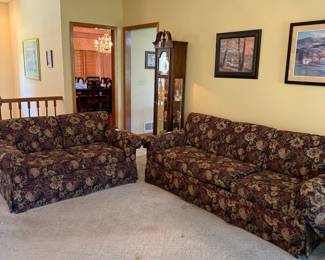Floral Upholstered Sofa and Loveseat Set by Thomasville