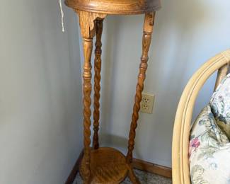 Vintage Oak Barley Twist Plant Stand