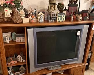 Sony Trinitron CRT Television in Oak Entertainment Center