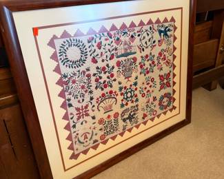 Framed Baltimore Album Quilt Panel