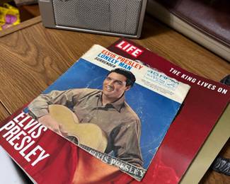 Panasonic RF-1020 AM/FM Radio and Elvis Presley "Surrender / Lonely Man" 45 RPM Record