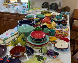 Fiesta Ware Dinnerware and Assorted Ceramic Fruit/Vegetable Serving Pieces
