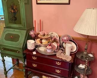 Green Hand-Painted Secretary Desk