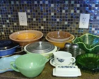 Blue,Green FireKing,Pyrex and More