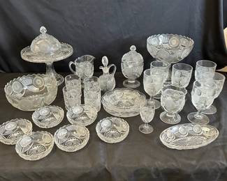 EAPG Frosted Circle Pattern Glass Set