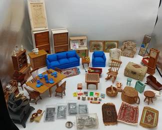 Vintage Doll House Furniture Miniature Rugs More