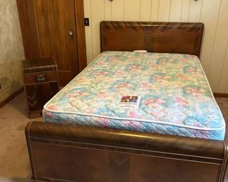 Vintage Art Deco Waterfall Style Bed Frame  Nightstand