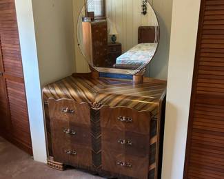 Art Deco Waterfall Style Dresser With Mirror