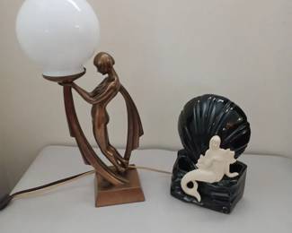Brass Nude Lady Bronze Lamp,McCoy Pottery Lamp.