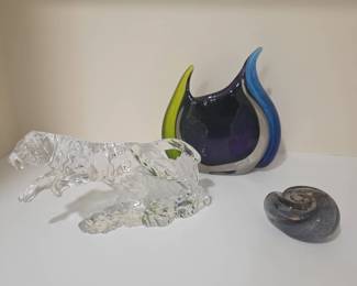 Lenox Tiger  Other Signed Glass Pieces