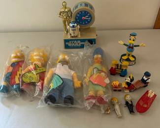 Vintage Star Wars Clock, Simpsons Dolls, Disney  More