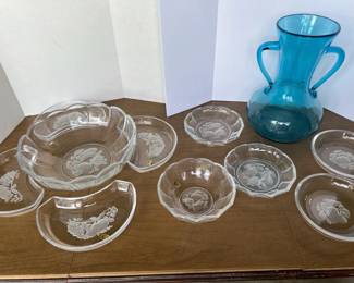 Val St Lambert Glass And Turquoise Vase