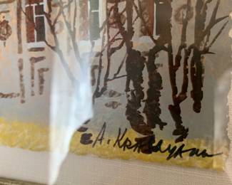 #174 Signed cruise painting of a town $175.00