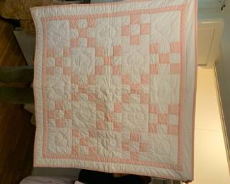 #64 pink baby quilt 30x38 $25.00