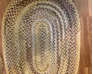 #70 rag rug oval 36x25 yellow brown $25.00