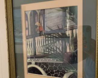 #180 water color of sea side off a porch $35.00