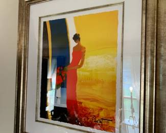 #178 signed print of lady in red signed Belley 107/450 $175.00