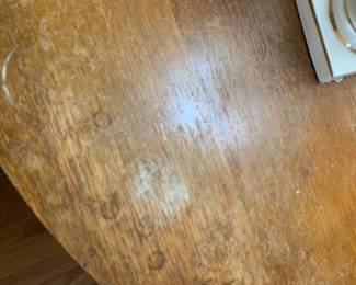 #26 wood oval side table as is finish 32x22x29 $65.00