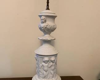 #76 white 22 inch tall ceramic lamp $30.00