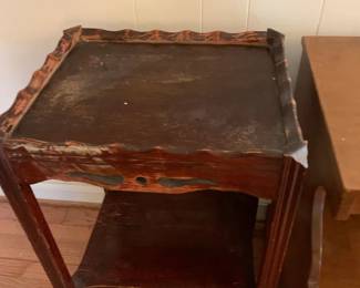 #88 as is finish square wood table 18x27 $30.00