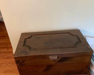 #29 wooden trunk handmade 34x19x19 $65.00