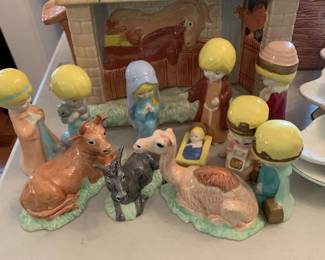 #121 ceramic nativity set 11 pc $40.00