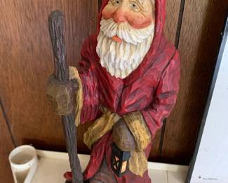 #113 wooden carved santa by Graig kirkwood $20.00