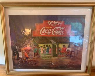 #160 coca cola DuWop café print 21x17 with frame $30.00