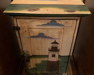 #42 light house painted cabinet 16x8x27 $25.00