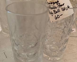 #129 Thumbprint and atomic star high ball glasses set of 4 $60.00 #130 Thumbprint and atomic star high ball glasses set of 4 $60.00