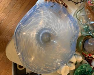 #145 Mutsno style glass blue bowl 15 round $30.00