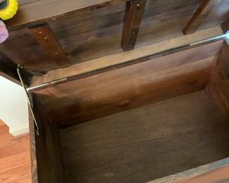 #29 wooden trunk handmade 34x19x19as is hedge does not stay $65.00