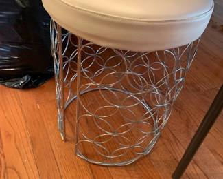 #81 white top and chrom bottom stool 15x20 $20.00